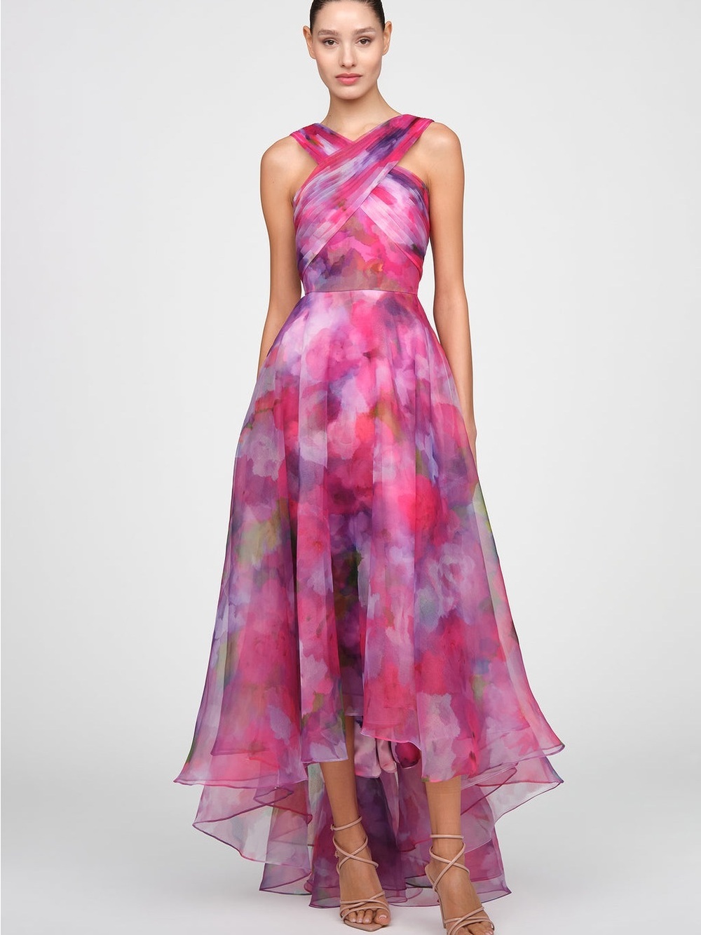 Theia Luana High Low Gown Luminous Bouquet Size 4 NWT